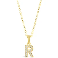 Gold Plated Sterling Silver Cubic Zirconia Initial R Necklace 147948