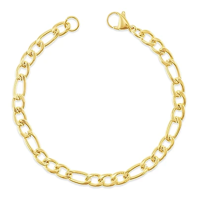 Stainless Steel Gold 5mm Figaro Bracelet