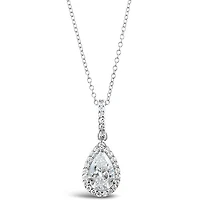 Sterling Silver Cubic Zirconia Teardrop Necklace