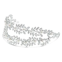 Bridal Silver Pearl Cubic Zirconia Headband 145826