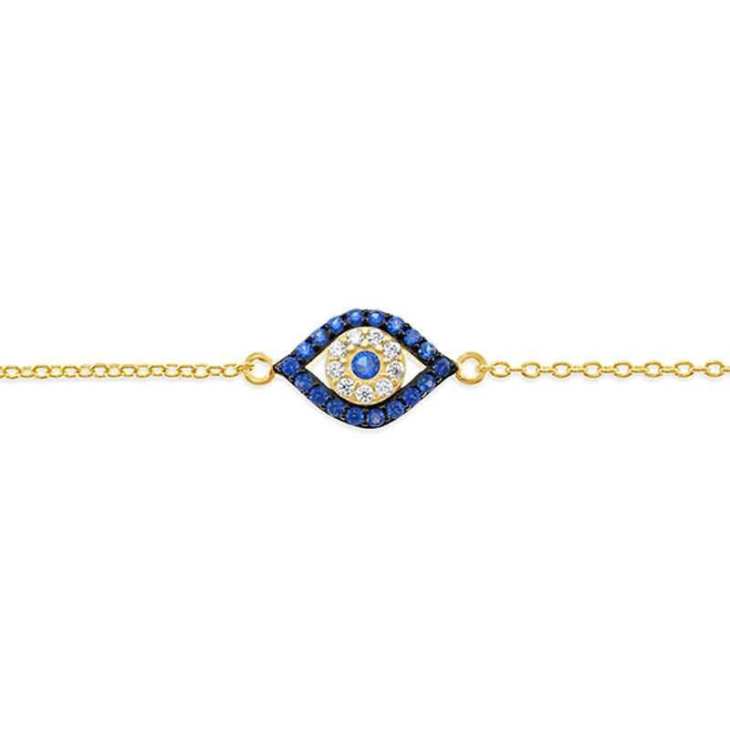 Yellow Gold Plated Sterling Silver Evil Eye  Cubic Zirconia Bracelet 139416