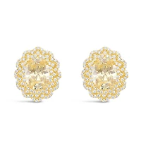 Gold Plated Sterling Silver Yellow Oval Cubic Zirconia Earrings 153390