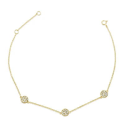 Gold Plated Sterling Silver Cubic Zirconia Anklet