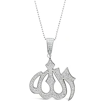 Sterling Silver Cubic Zirconia Allah Necklace 143384