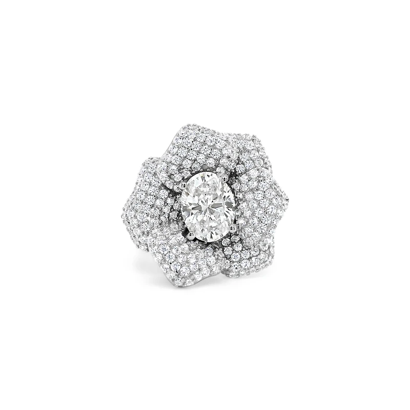 Sterling Silver Flower  Cubic Zirconia Ring 147819