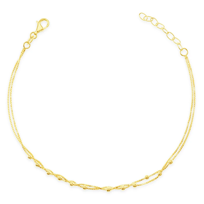 Gold Plated Sterling Silver Double Box Anklet 141825