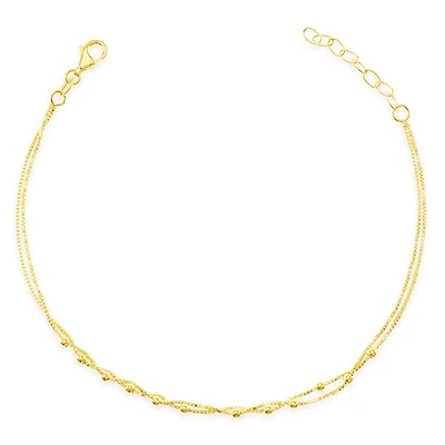 Gold Plated Sterling Silver Double Box Anklet 141825
