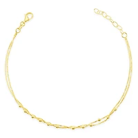 Gold Plated Sterling Silver Double Box Anklet 141825