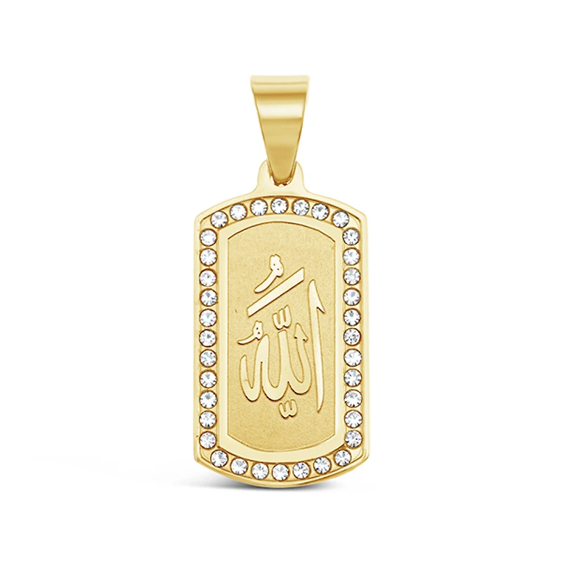 Stainless Steel Gold Allah Crystal Pendant 150679