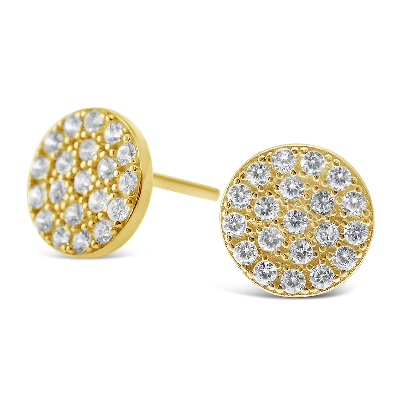 Yellow Gold Plated Sterling Silver Cubic Zirconia Earrings 129282
