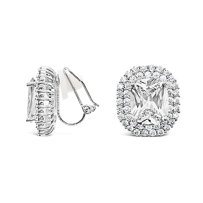 Bridal Silver Cubic Zirconia Clip-on Earrings