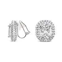 Bridal Silver Cubic Zirconia Clip-on Earrings