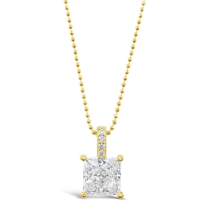 Gold Plated Sterling Silver Square Cubic Zirconia Necklace 147706