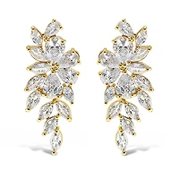 Bridal Gold Cubic Zirconia Floral Drop Earrings 142869
