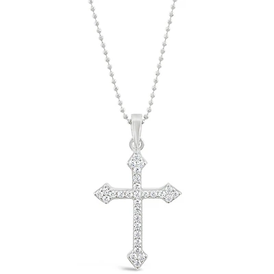 Sterling Silver Cubic Zirconia Cross Necklace