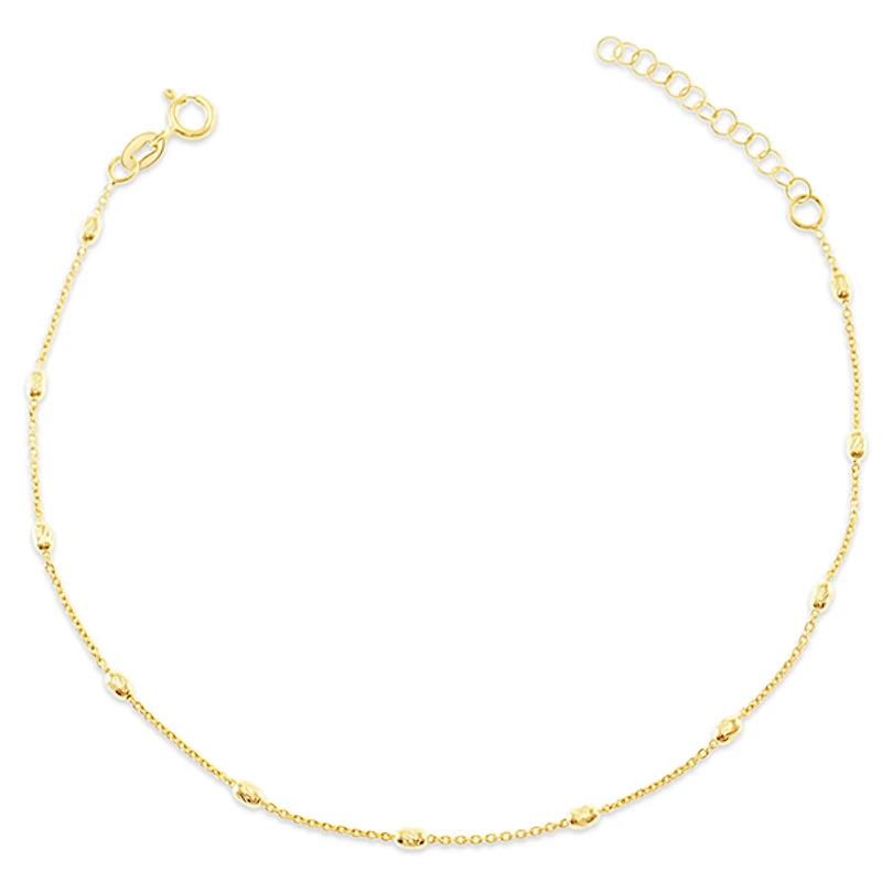Gold Plated Sterling Silver Bead Anklet 145097