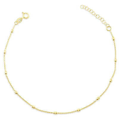 Gold Plated Sterling Silver Bead Anklet 145097