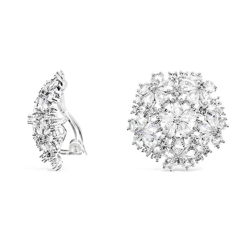 Bridal Silver Cubic Zirconia Clip-on Earrings