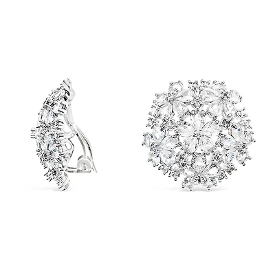 Bridal Silver Cubic Zirconia Clip-on Earrings
