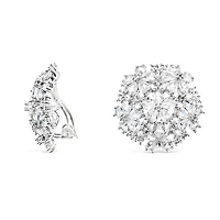 Bridal Silver Cubic Zirconia Clip-on Earrings