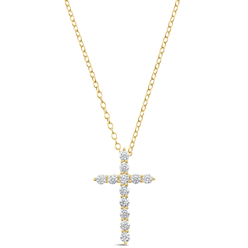 Gold Plated Sterling Silver Cross Cubic Zirconia Necklace 152727