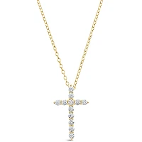 Gold Plated Sterling Silver Cross Cubic Zirconia Necklace 152727