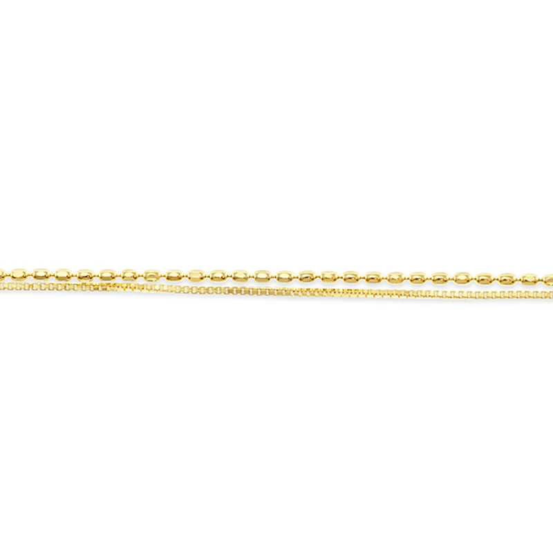 Gold Plated Sterling Silver Beads Box Chain Anklet 145105