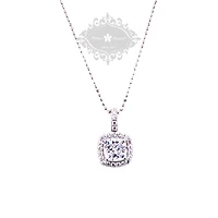 Sterling Silver Cubic Zirconia Square Necklace 139380
