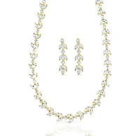 Bridal Gold Cubic Zirconia Necklace and Earrings Set