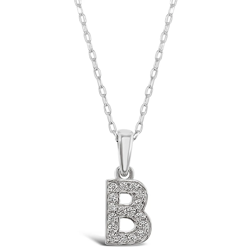 Sterling Silver Cubic Zirconia Initial B Necklace 135918