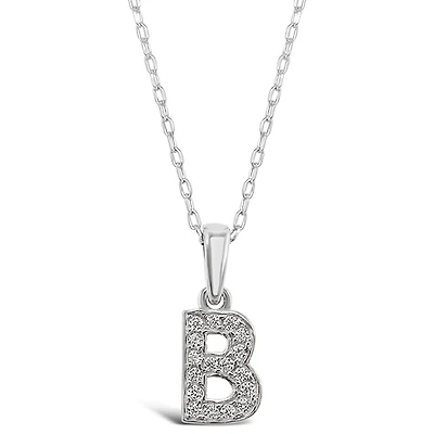 Sterling Silver Cubic Zirconia Initial B Necklace 135918