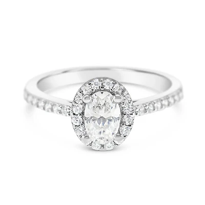 Sterling Silver Cubic Zirconia Oval Ring 150216