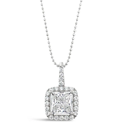 Sterling Silver Square Cubic Zirconia Necklace 136029
