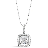 Sterling Silver Square Cubic Zirconia Necklace 136029