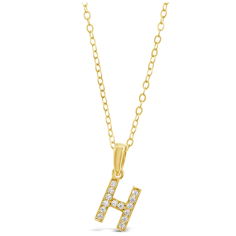 Gold Plated Sterling Silver Cubic Zirconia Initial H Necklace 147940