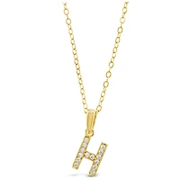 Gold Plated Sterling Silver Cubic Zirconia Initial H Necklace 147940