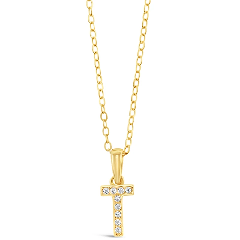 Gold Plated Sterling Silver Cubic Zirconia Initial T Necklace 147950