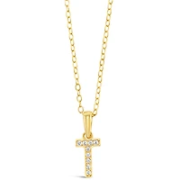 Gold Plated Sterling Silver Cubic Zirconia Initial T Necklace 147950