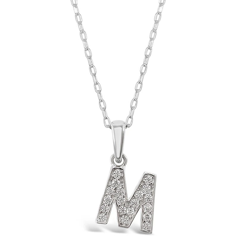Sterling Silver Cubic Zirconia Initial M Necklace 135929
