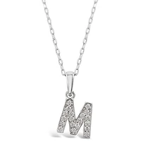 Sterling Silver Cubic Zirconia Initial M Necklace 135929