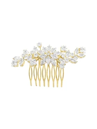 Bridal gold Cubic Zirconia Flower Hair Comb
