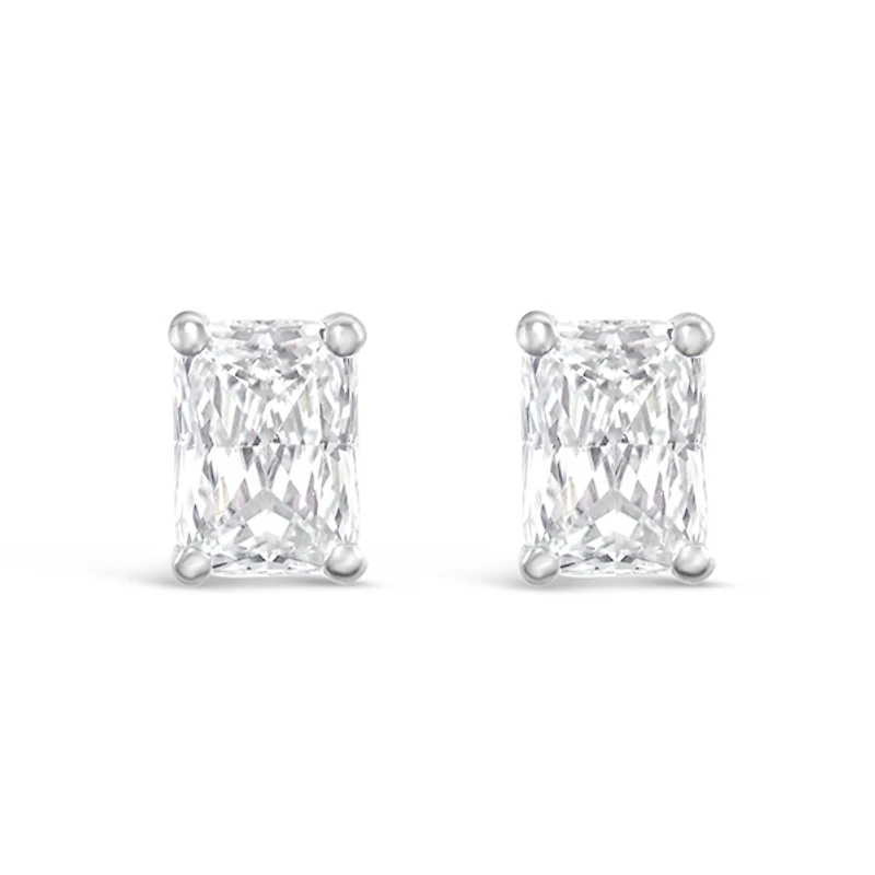Sterling Silver Radiant  Cut Cubic Zirconia 5x7mm Stud  Earrings 147698