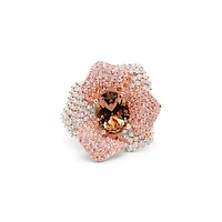 Rose Gold plated Sterling Silver Flower  Cubic Zirconia Ring 147824