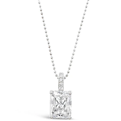 Sterling Silver Radiant Cubic Zirconia Necklace 147707