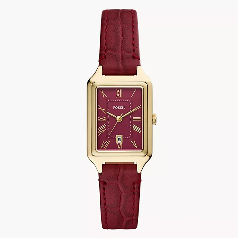Fossil Raquel Three-Hand Date Red Croco LiteHide Leather Watch 153642