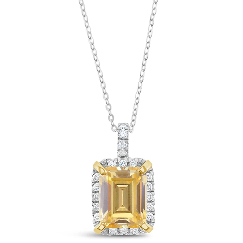 Sterling Silver Yellow Cubic Zirconia Necklace 151554
