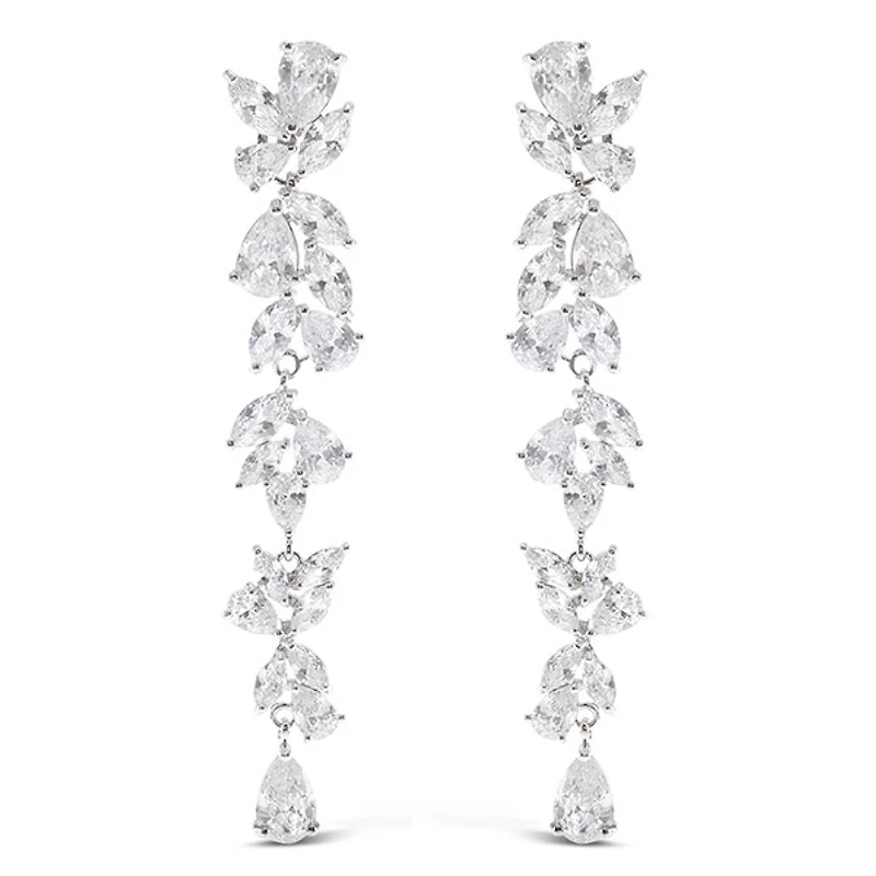 Bridal Silver Cubic Zirconia Drop Earrings 145886