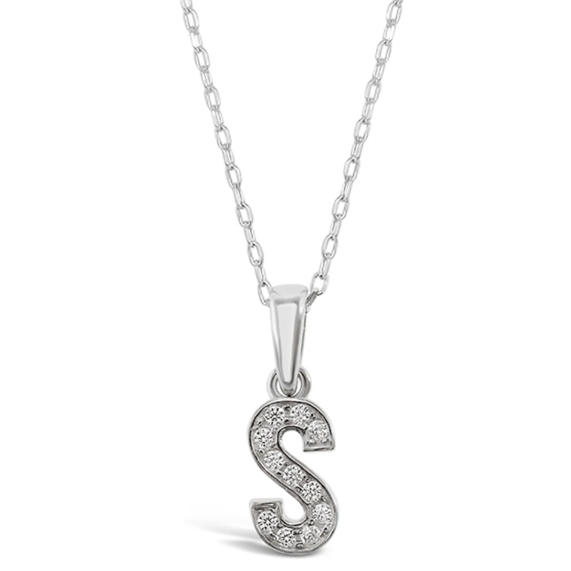 Sterling Silver Cubic Zirconia Initial S Necklace 135934