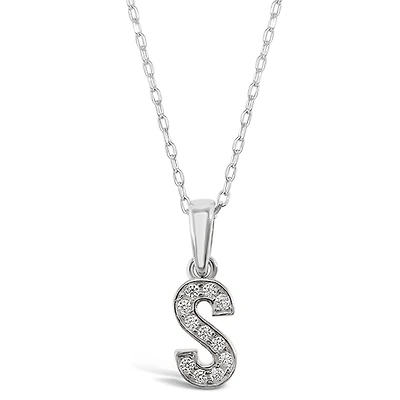 Sterling Silver Cubic Zirconia Initial S Necklace 135934