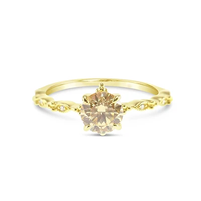 Gold Plated Sterling Silver Yellow Cubic Zirconia Ring